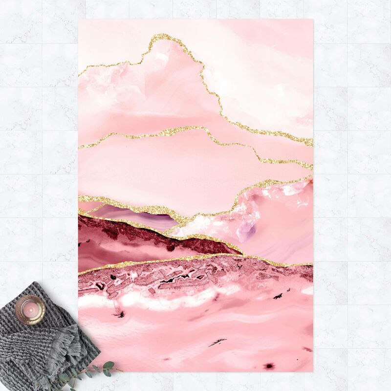 

Alfombras vinílicas - Abstract Mountains Pink With Golden Lines - Alto 3:2 Dimensión LxA: 120cm x 80cm