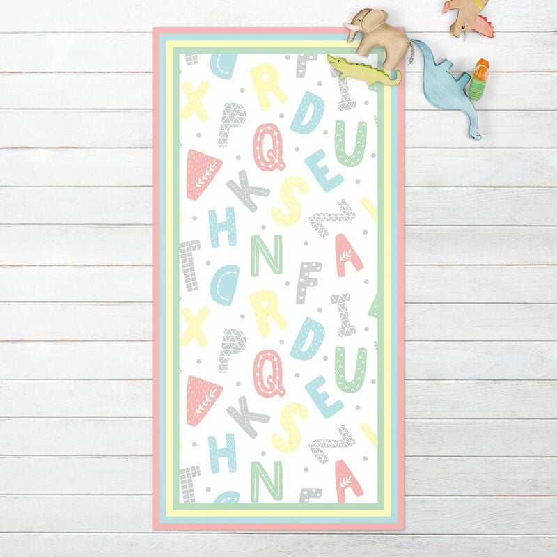 

Alfombras vinílicas - Alphabet In Pastel Colours With Frame - Alto 2:1 Dimensión LxA: 120cm x 60cm