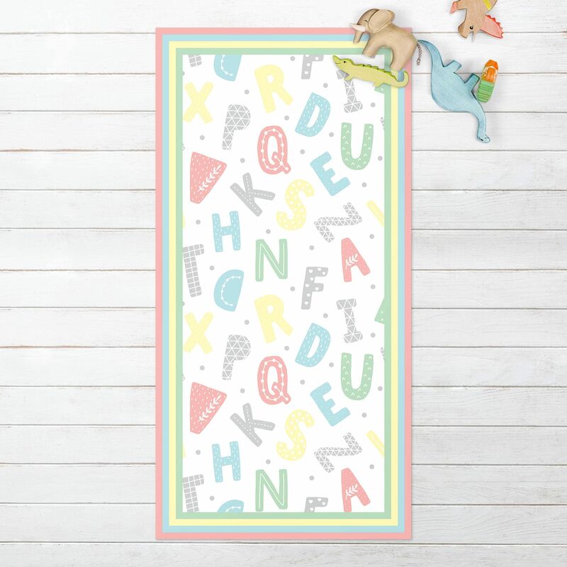 

Bilderwelten - Alfombras vinílicas - Alphabet In Pastel Colours With Frame - Alto 2:1 Dimensión LxA: 220cm x 110cm