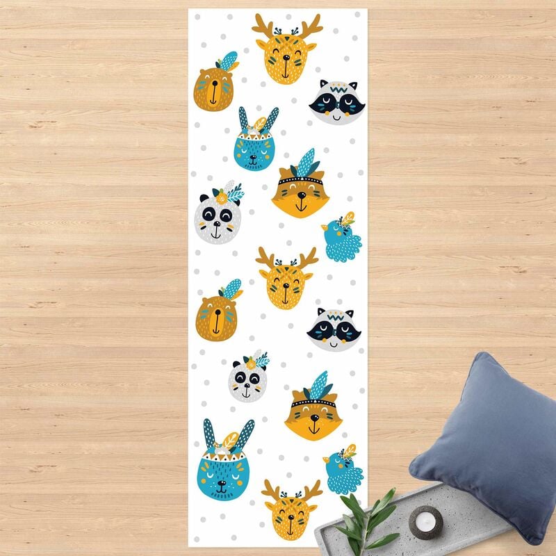 

Bilderwelten - Alfombras vinílicas - Animal Friends With Small Feathered Headdresses - Panorámico Dimensión LxA: 90cm x 30cm