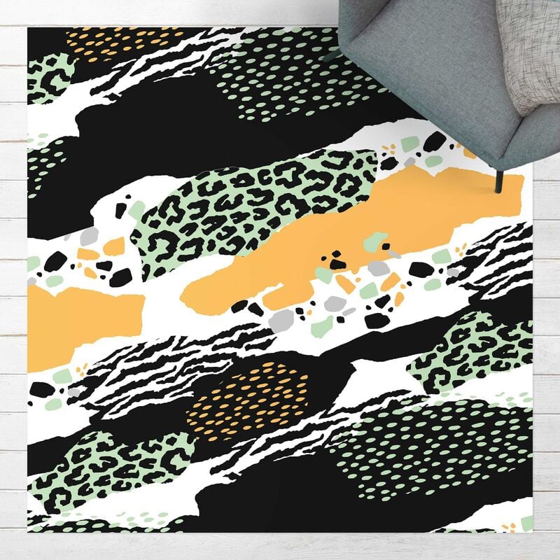 

Bilderwelten - Alfombras vinílicas - Animal Print Zebra Tiger Leopard Africa - Cuadrado 1:1 Dimensión LxA: 140cm x 140cm