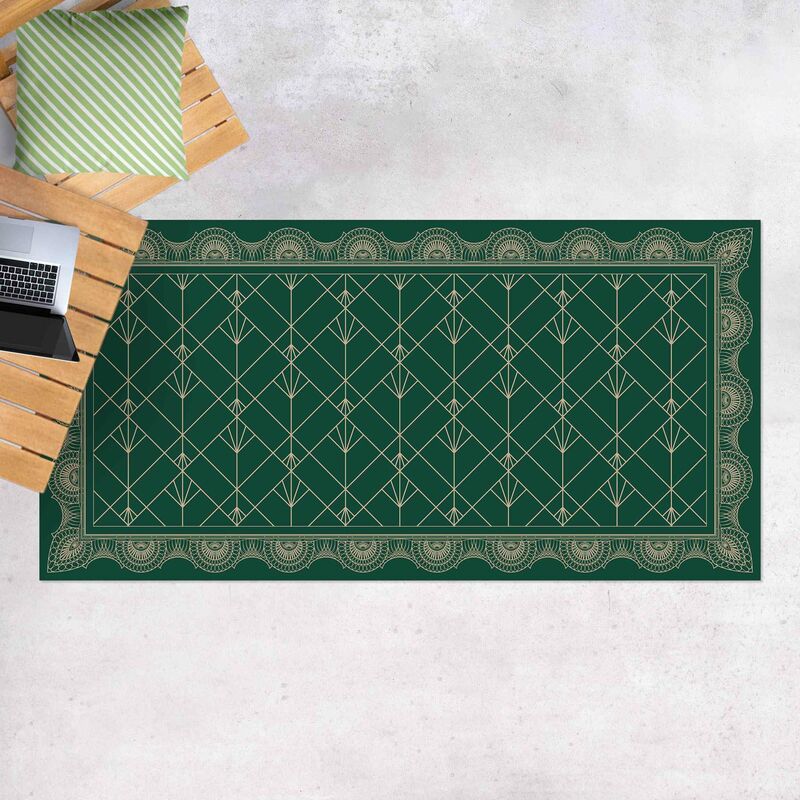 

Bilderwelten - Alfombras vinílicas - Art Deco Palm With Border - Apaisado 1:2 Dimensión LxA: 140cm x 280cm