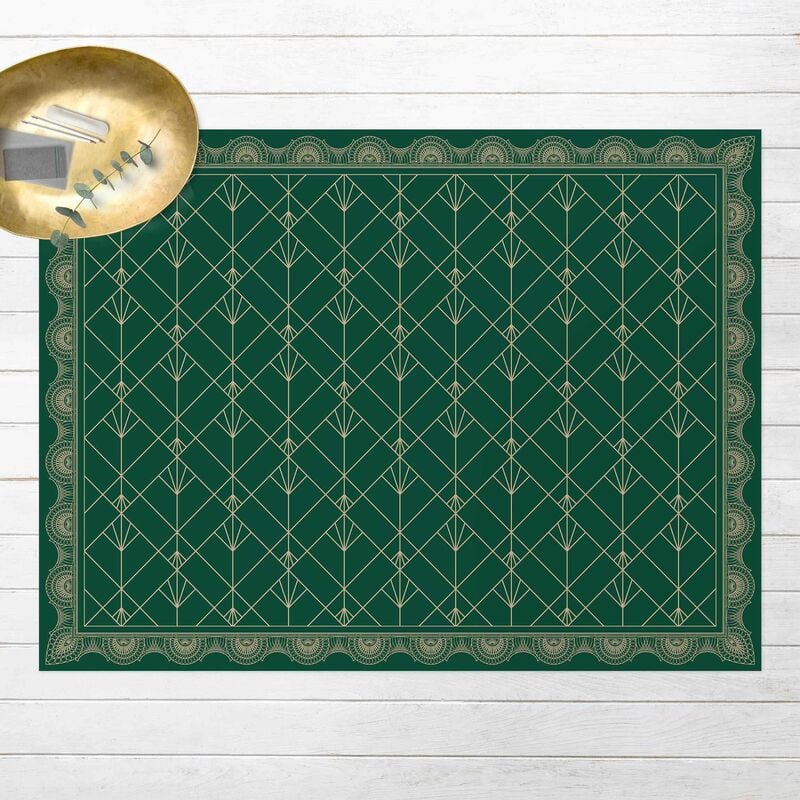 

Alfombras vinílicas - Art Deco Palm With Border - Apaisado 3:4 Dimensión LxA: 75cm x 100cm
