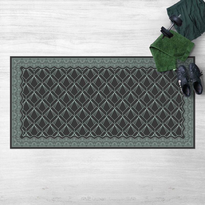 

Alfombras vinílicas - Art Deco Rhombic Pattern With Border - Apaisado 1:2 Dimensión LxA: 80cm x 160cm