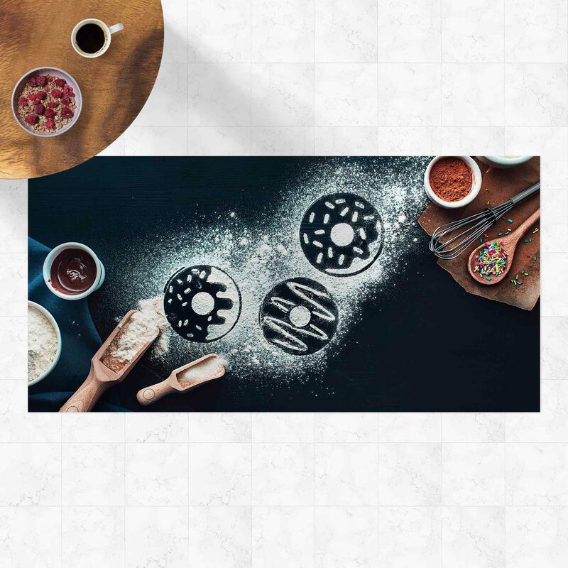 

Alfombras vinílicas - Baking Recipe Donuts - Apaisado 1:2 Dimensión LxA: 50cm x 100cm