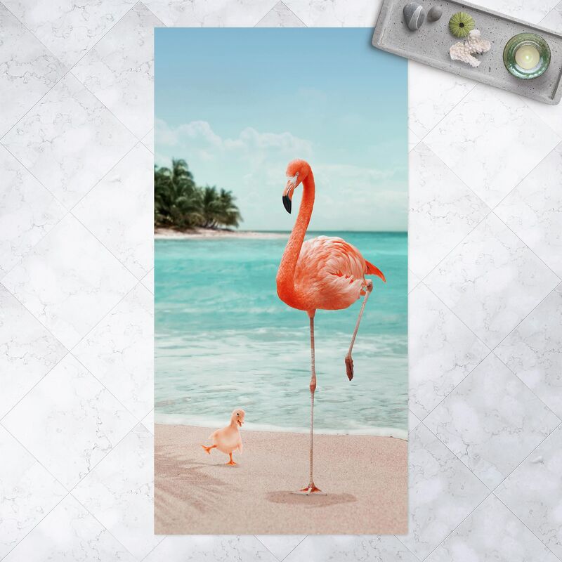 

Alfombras vinílicas - Beach With Flamingo - Alto 2:1 Dimensión LxA: 140cm x 70cm