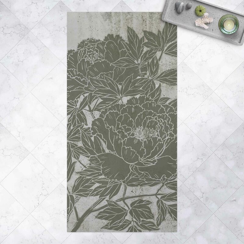 

Alfombras vinílicas - Blooming Peonies l - Alto 2:1 Dimensión LxA: 120cm x 60cm
