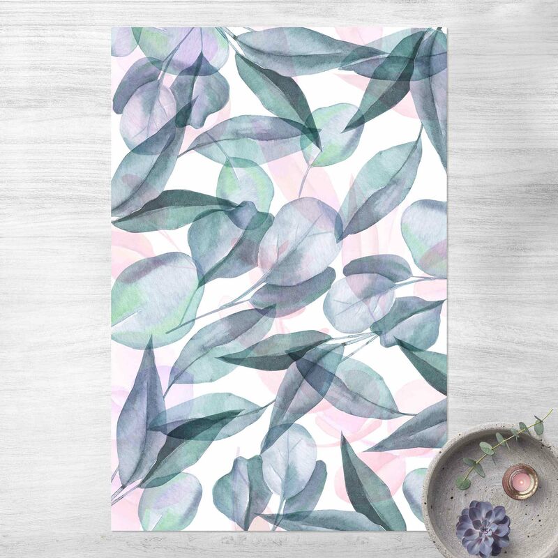 

Alfombras vinílicas - Blue And Pink Eucalyptus Leaves Watercolour - Alto 3:2 Dimensión LxA: 150cm x 100cm