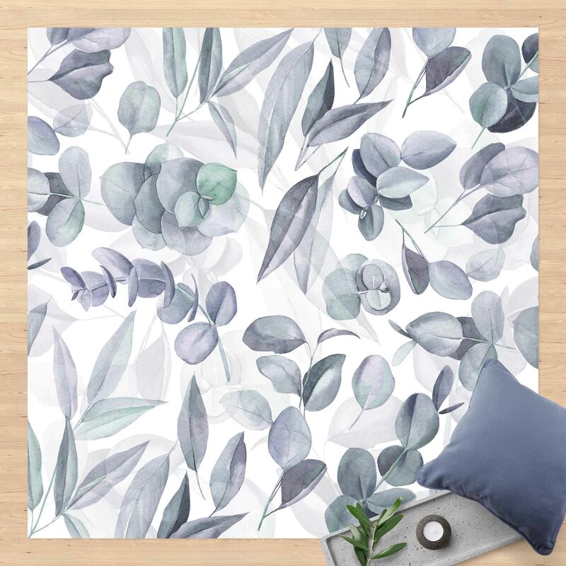 

Alfombras vinílicas - Blue Watercolour Eucalyptus Leaves - Cuadrado 1:1 Dimensión LxA: 100cm x 100cm