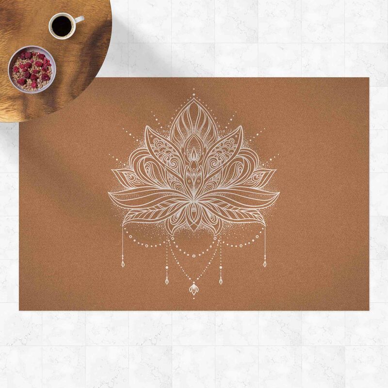 

Alfombras vinílicas - Boho Lotus Flower White Cork Look - Apaisado 2:3 Dimensión LxA: 80cm x 120cm