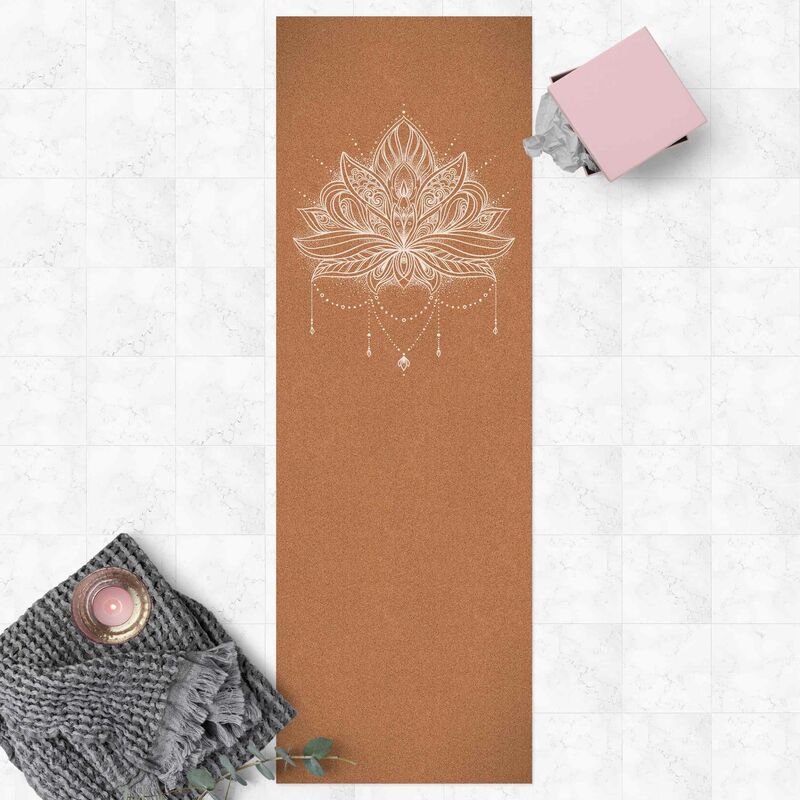 

Bilderwelten - Alfombras vinílicas - Boho Lotus Flower White Cork Look - Panorámico Dimensión LxA: 210cm x 70cm
