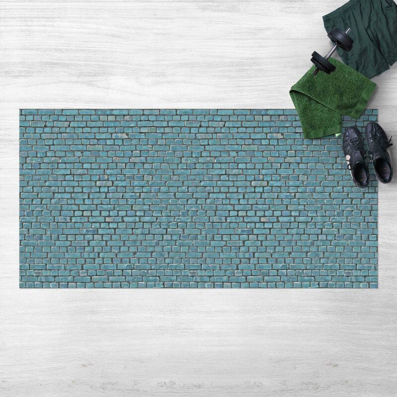 

Bilderwelten - Alfombras vinílicas - Brick Wall Wallpaper Turquoise Blue - Apaisado 1:2 Dimensión LxA: 100cm x 200cm