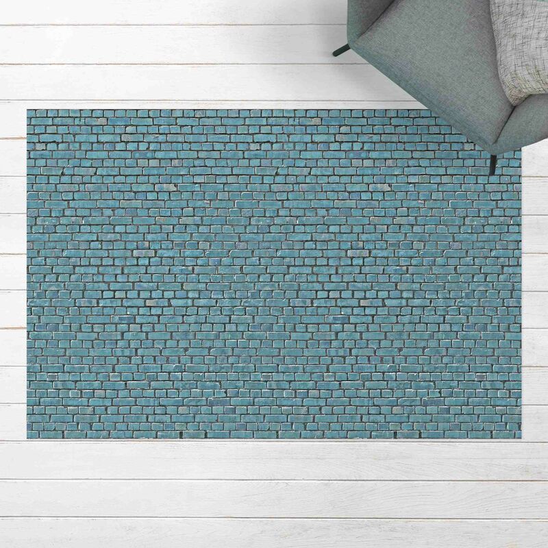 

Alfombras vinílicas - Brick Wall Wallpaper Turquoise Blue - Apaisado 2:3 Dimensión LxA: 120cm x 180cm