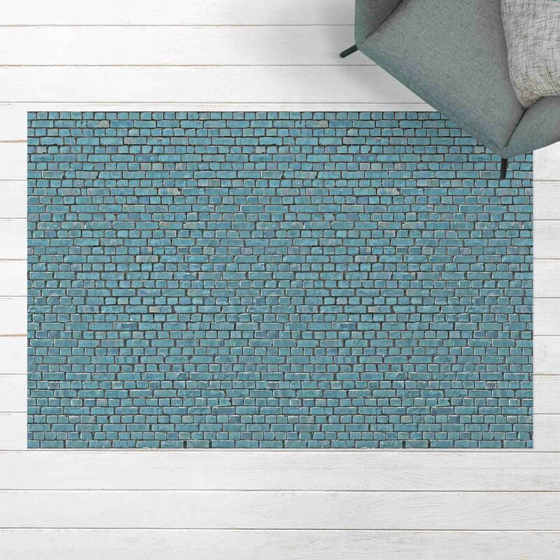 

Alfombras vinílicas - Brick Wall Wallpaper Turquoise Blue - Apaisado 2:3 Dimensión LxA: 80cm x 120cm
