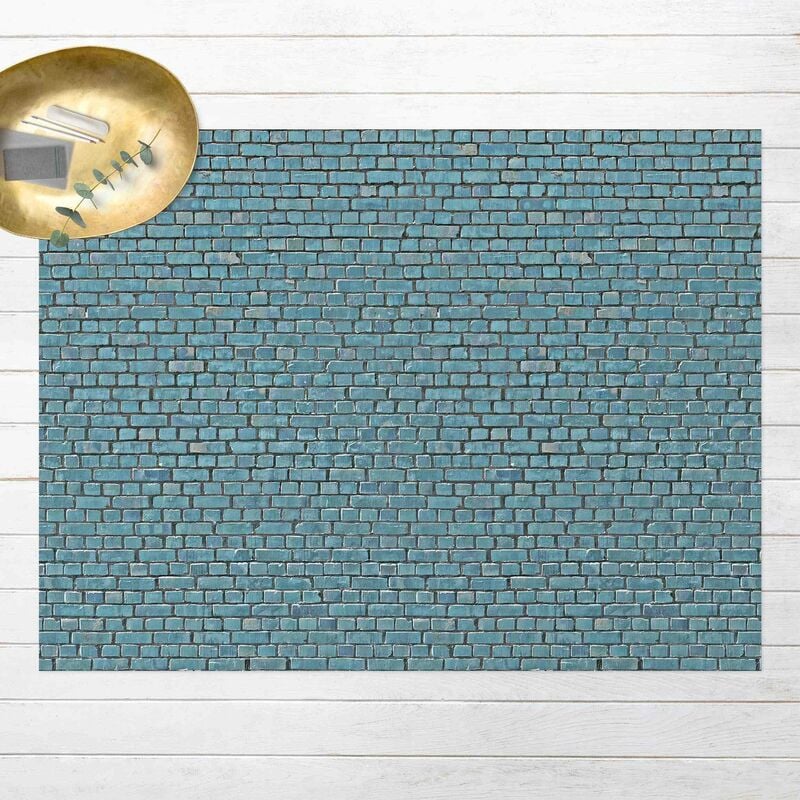 

Alfombras vinílicas - Brick Wall Wallpaper Turquoise Blue - Apaisado 3:4 Dimensión LxA: 135cm x 180cm