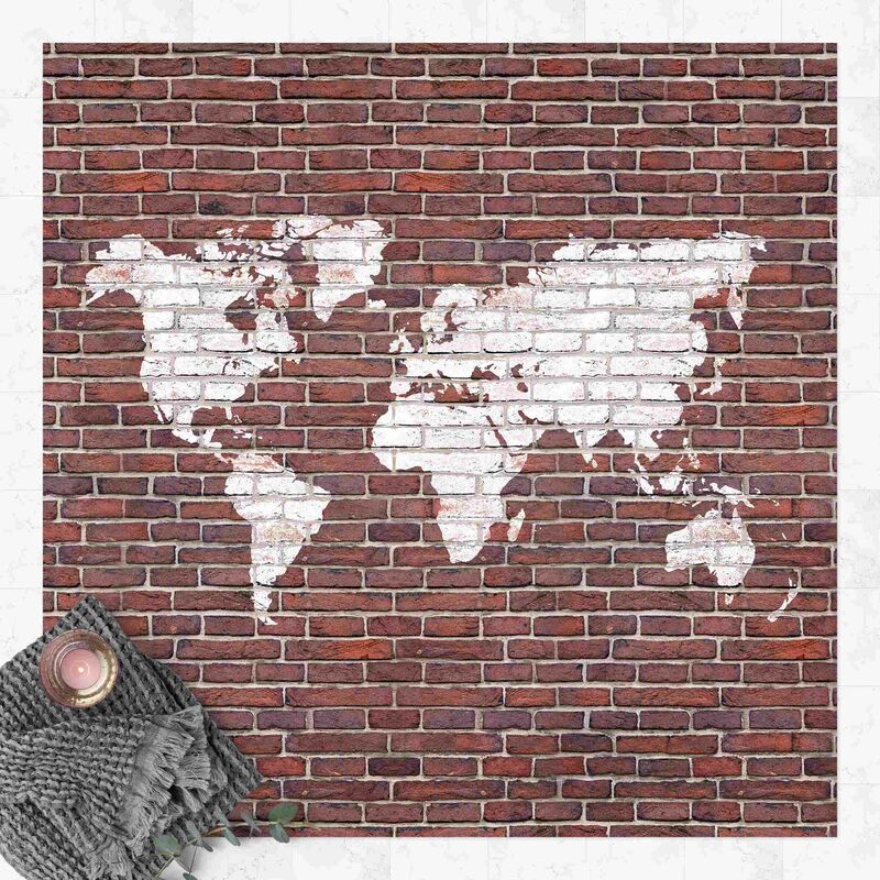 

Bilderwelten - Alfombras vinílicas - Brick World Map - Cuadrado 1:1 Dimensión LxA: 120cm x 120cm