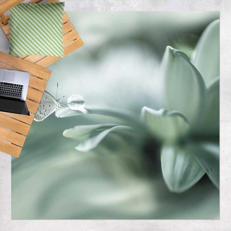 

Bilderwelten - Alfombras vinílicas - Butterfly And Dewtrops In Pastel Green - Cuadrado 1:1 Dimensión LxA: 100cm x 100cm