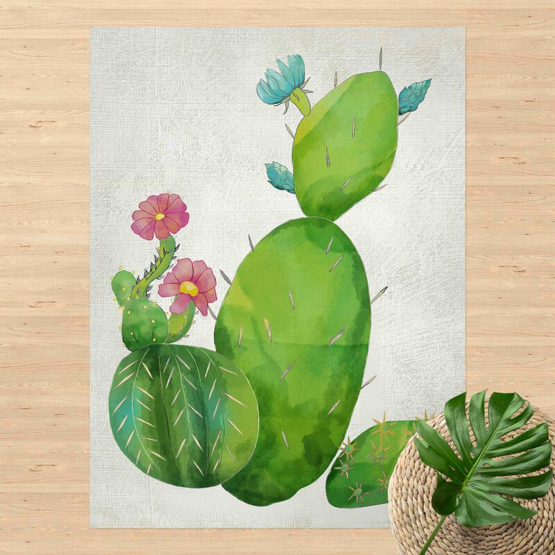 

Alfombras vinílicas - Cactus Family Light Pink Turquoise - Alto 4:3 Dimensión LxA: 80cm x 60cm