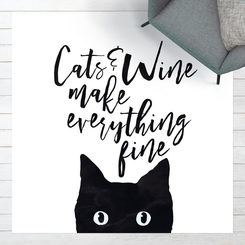 

Alfombras vinílicas - Cats and Wine make everything fine - Cuadrado 1:1 Dimensión LxA: 40cm x 40cm