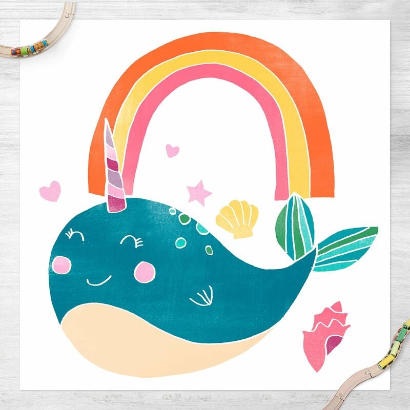 

Alfombras vinílicas - Cheerful Narwhal l - Cuadrado 1:1 Dimensión LxA: 80cm x 80cm