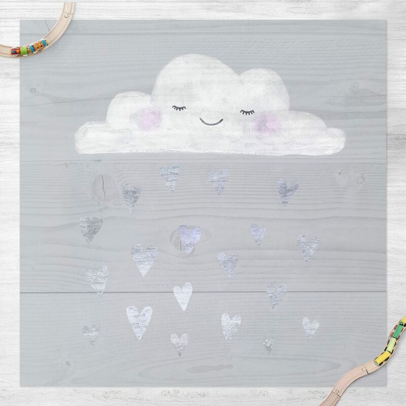 

Bilderwelten - Alfombras vinílicas - Cloud With Silver Hearts - Cuadrado 1:1 Dimensión LxA: 120cm x 120cm