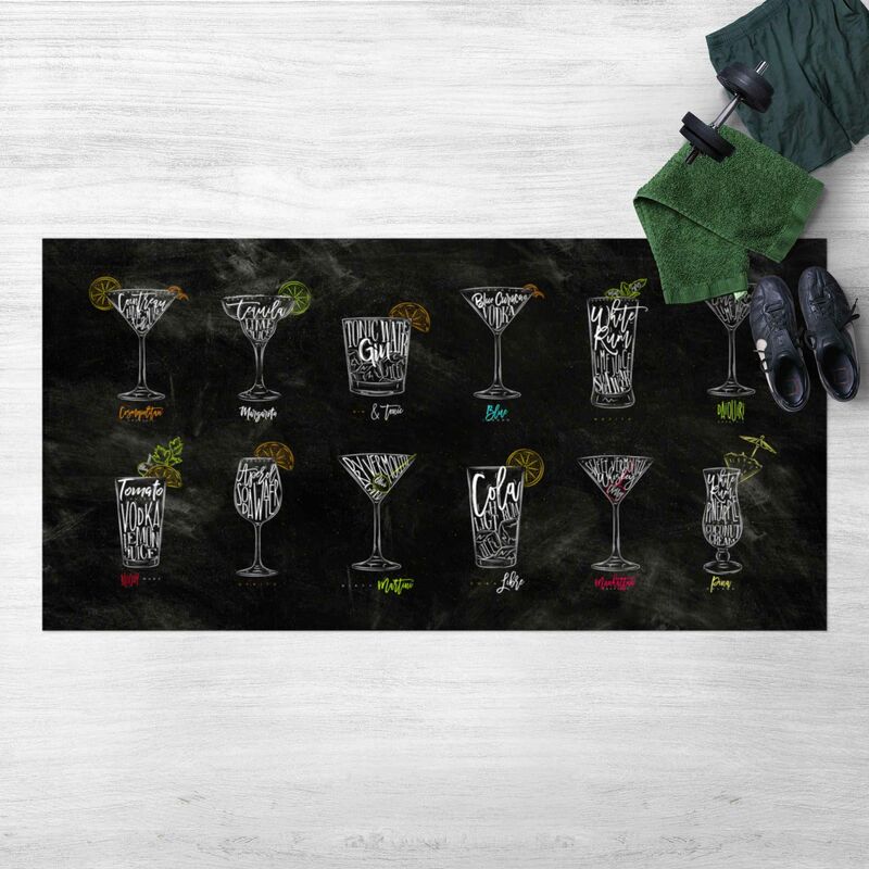 

Alfombras vinílicas - Cocktail Menu - Apaisado 1:2 Dimensión LxA: 50cm x 100cm