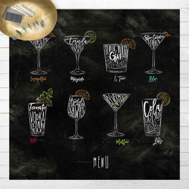 

Bilderwelten - Alfombras vinílicas - Cocktail Menu - Cuadrado 1:1 Dimensión LxA: 140cm x 140cm