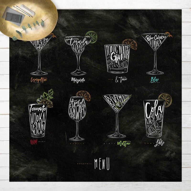 

Bilderwelten - Alfombras vinílicas - Cocktail Menu - Cuadrado 1:1 Dimensión LxA: 120cm x 120cm