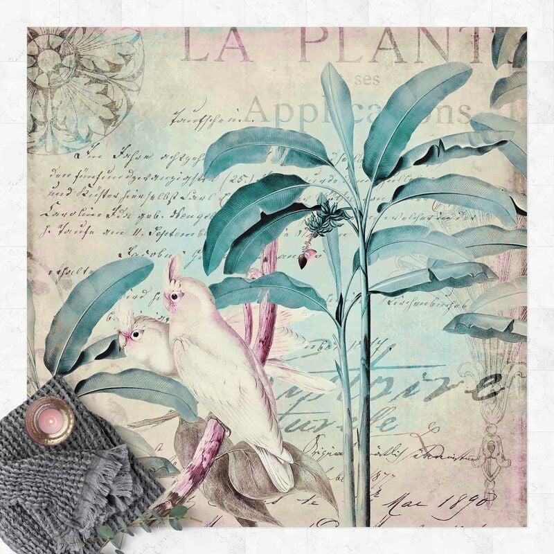 

Alfombras vinílicas - Colonial Style Collage - Cockatoos And Palm Trees - Cuadrado 1:1 Dimensión LxA: 80cm x 80cm
