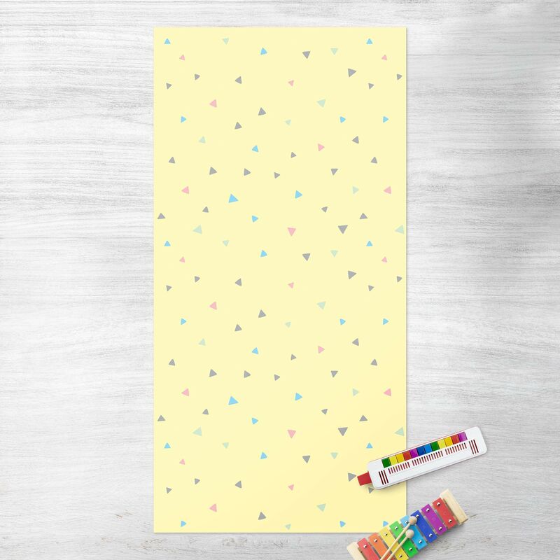 

Alfombras vinílicas - Colourful Drawn Pastel Triangles On Yellow - Alto 2:1 Dimensión LxA: 140cm x 70cm