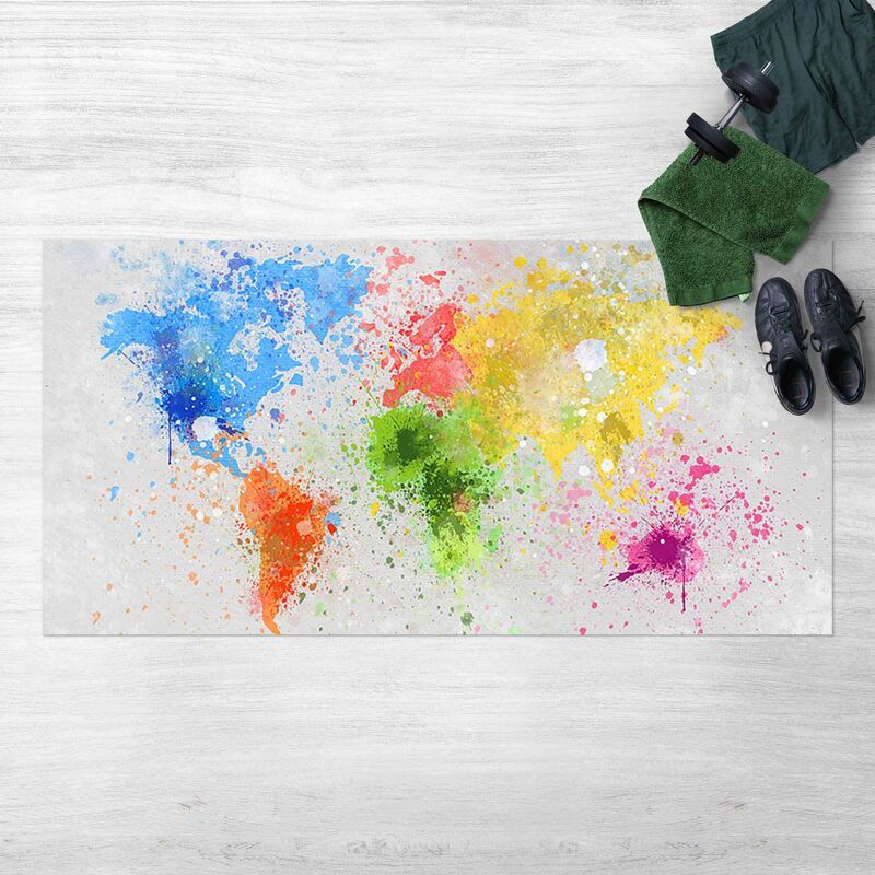 

Alfombras vinílicas - Colourful Splodges World Map - Apaisado 1:2 Dimensión LxA: 70cm x 140cm