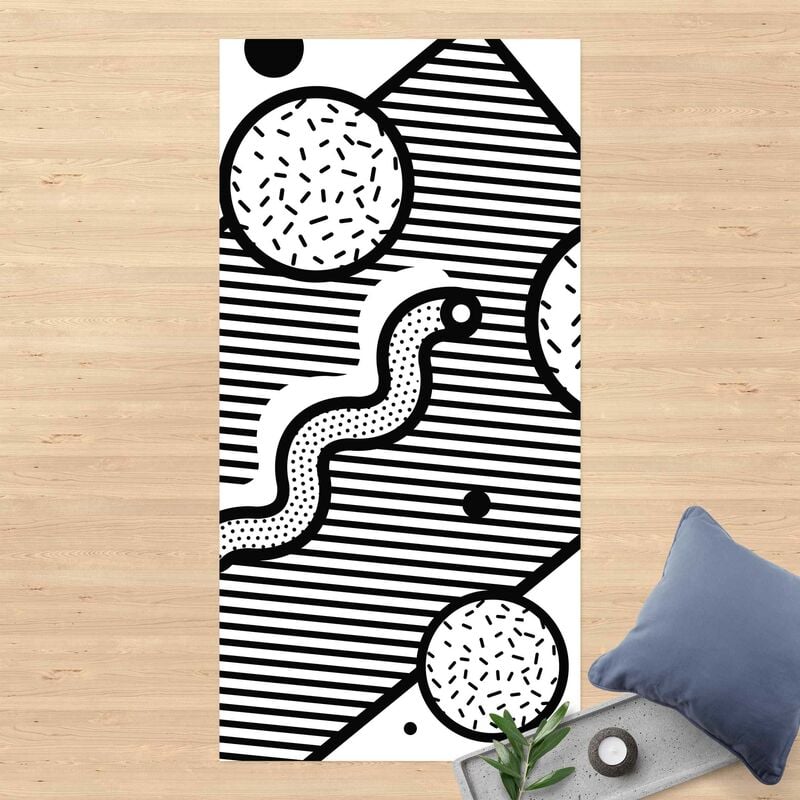 

Alfombras vinílicas - Composition Neo Memphis Black And White - Alto 2:1 Dimensión LxA: 140cm x 70cm