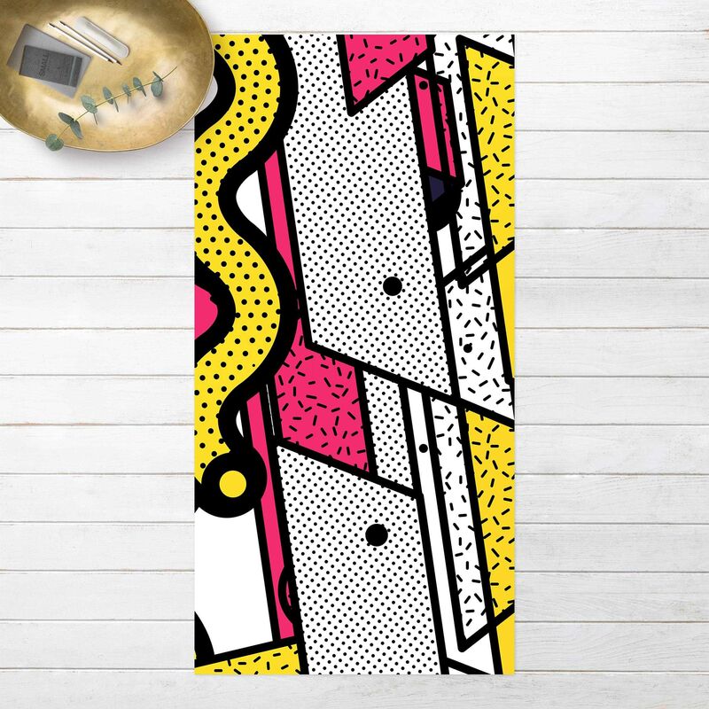 

Alfombras vinílicas - Composition Neo Memphis Pink And Yellow - Alto 2:1 Dimensión LxA: 100cm x 50cm