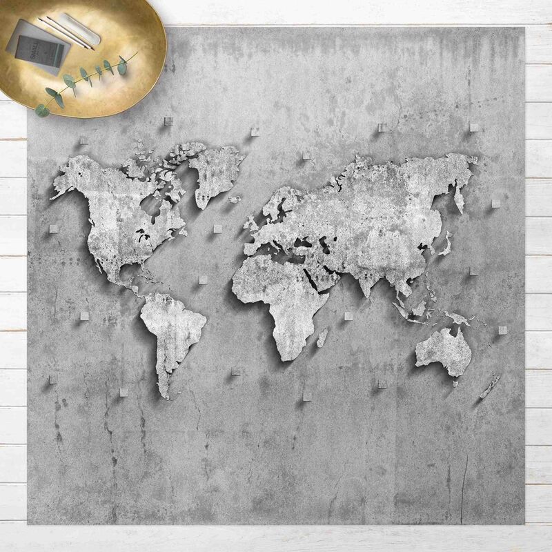

Bilderwelten - Alfombras vinílicas - Concrete World Map - Cuadrado 1:1 Dimensión LxA: 140cm x 140cm