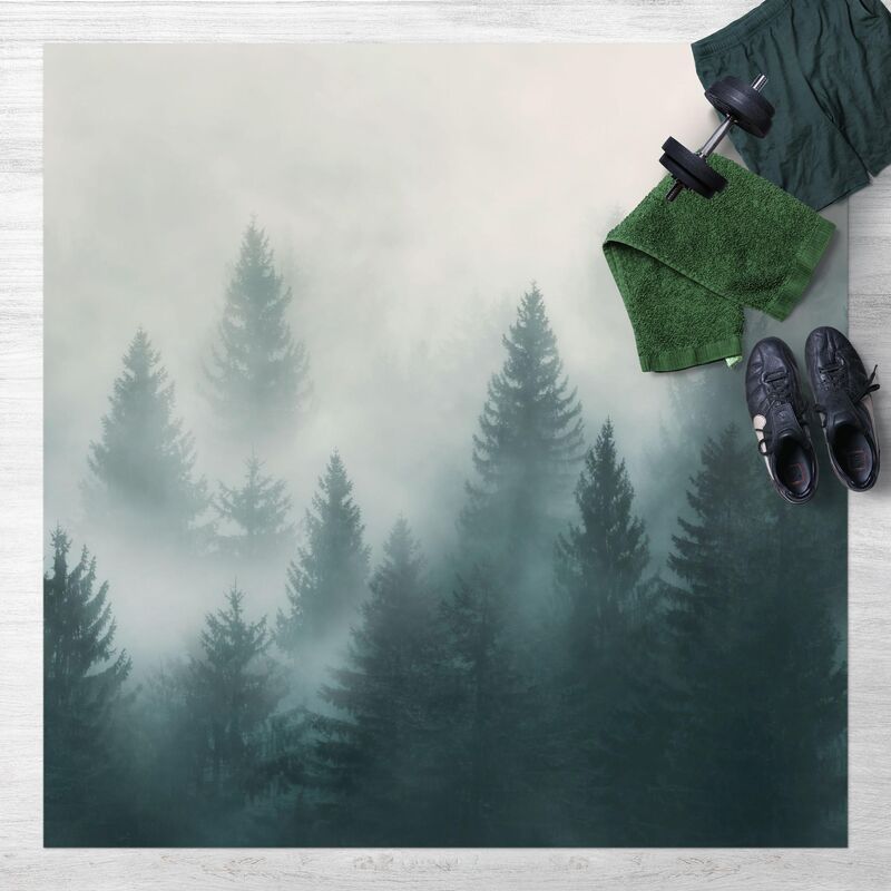 

Alfombras vinílicas - Coniferous Forest In Fog - Cuadrado 1:1 Dimensión LxA: 100cm x 100cm