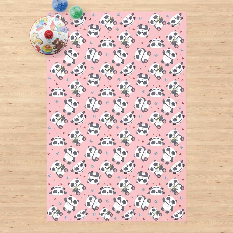 

Alfombras vinílicas - Cute Panda With Paw Prints And Hearts Pastel Pink - Alto 3:2 Dimensión LxA: 180cm x 120cm