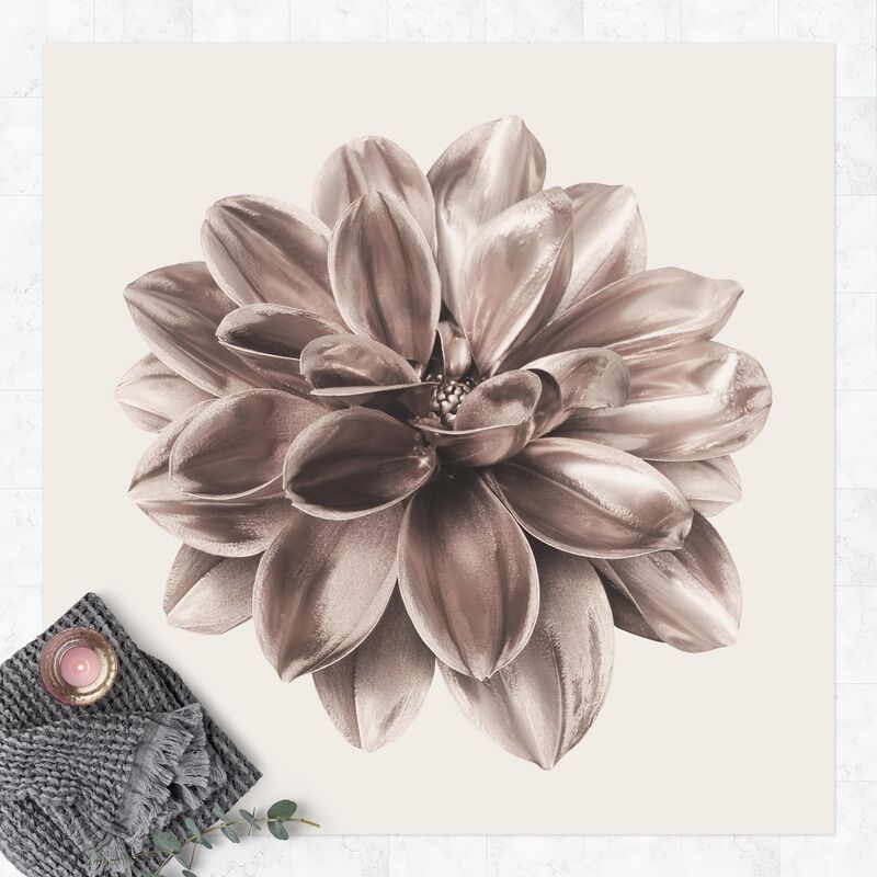

Bilderwelten - Alfombras vinílicas - Dahlia Bronze Metallic Beige Centered - Cuadrado 1:1 Dimensión LxA: 100cm x 100cm