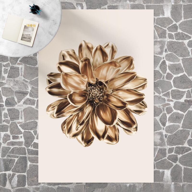

Alfombras vinílicas - Dahlia Flower Gold Metallic - Alto 3:2 Dimensión LxA: 180cm x 120cm