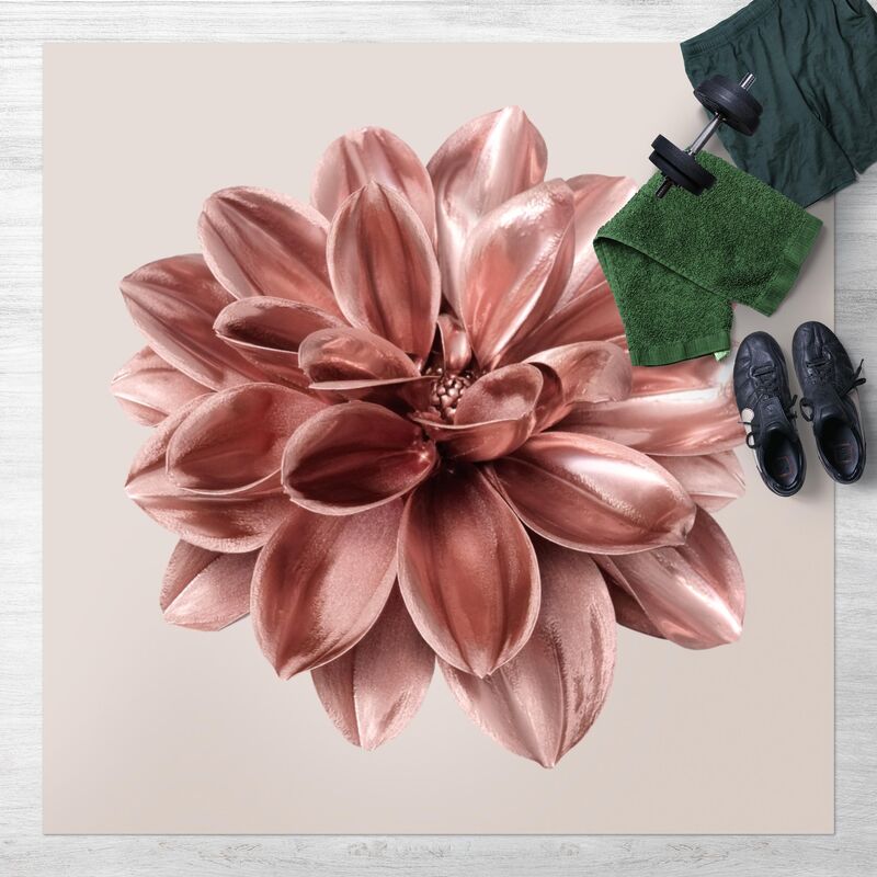 

Bilderwelten - Alfombras vinílicas - Dahlia Flower Rosegold Metallic - Cuadrado 1:1 Dimensión LxA: 100cm x 100cm