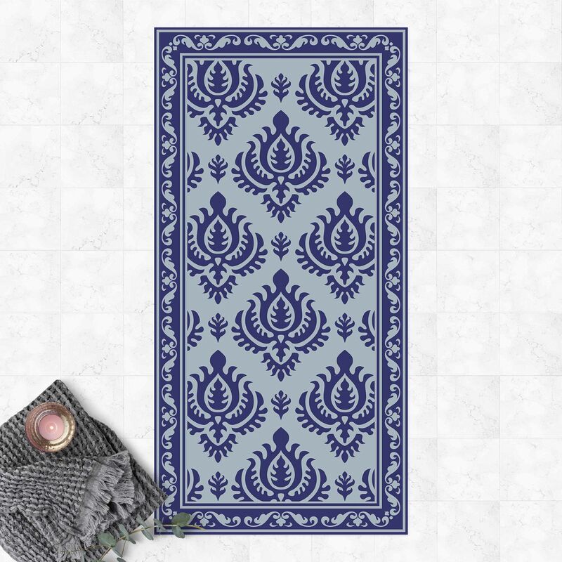 

Bilderwelten - Alfombras vinílicas - Dark Blue Broque Light With Border - Alto 2:1 Dimensión LxA: 80cm x 40cm