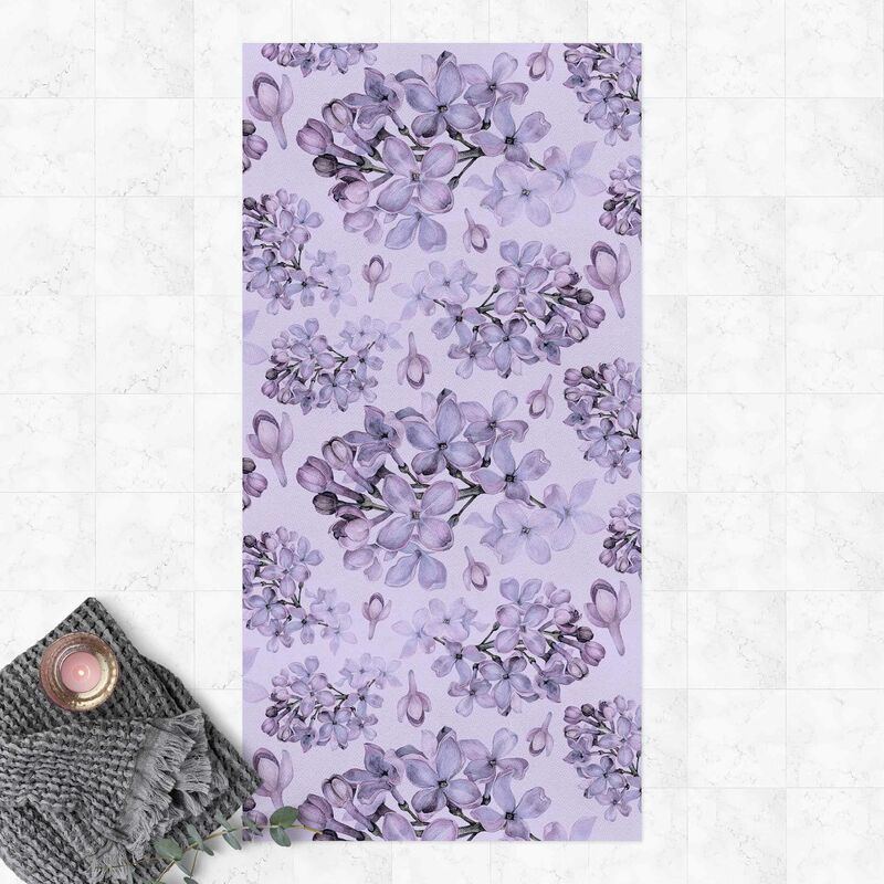 

Bilderwelten - Alfombras vinílicas - Delicate Watercolour Lilac Blossom Pattern - Alto 2:1 Dimensión LxA: 220cm x 110cm