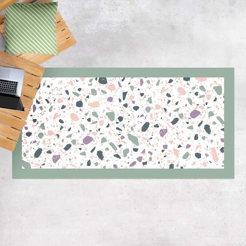 

Bilderwelten - Alfombras vinílicas - Detailed Terrazzo Pattern Agrigento With Frame - Apaisado 1:2 Dimensión LxA: 110cm x 220cm