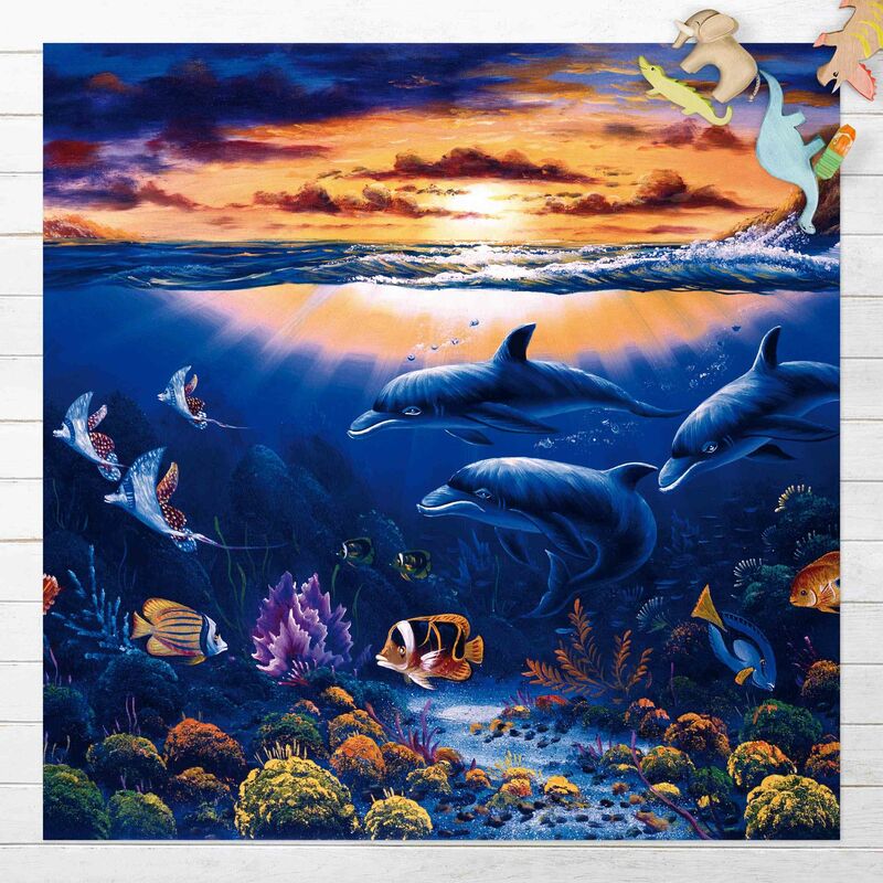 

Bilderwelten - Alfombras vinílicas - Dolphins World - Cuadrado 1:1 Dimensión LxA: 120cm x 120cm