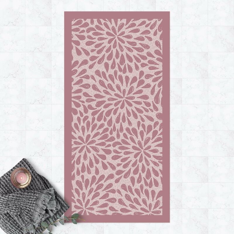 

Alfombras vinílicas - Drawn Drop Flowers With Frame - Alto 2:1 Dimensión LxA: 140cm x 70cm