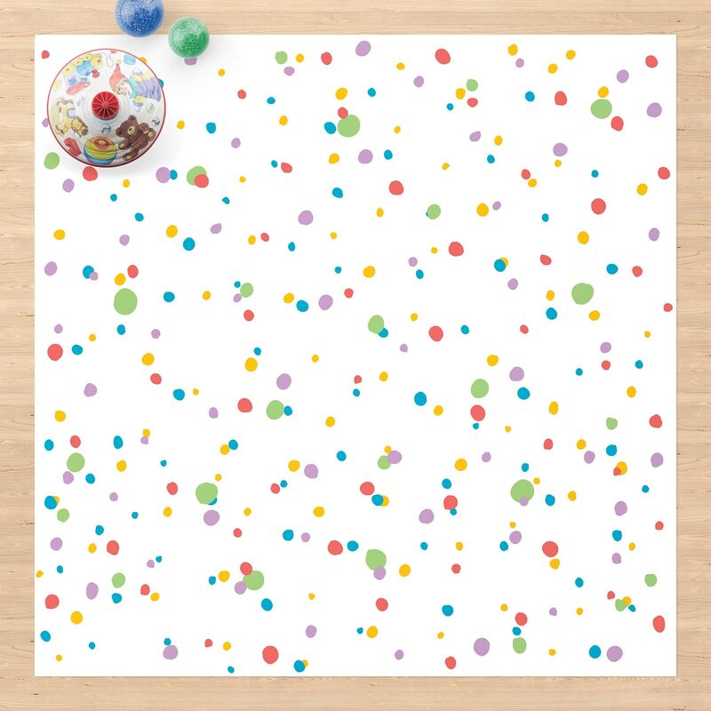 

Alfombras vinílicas - Drawn Little Dots Colourful - Cuadrado 1:1 Dimensión LxA: 100cm x 100cm