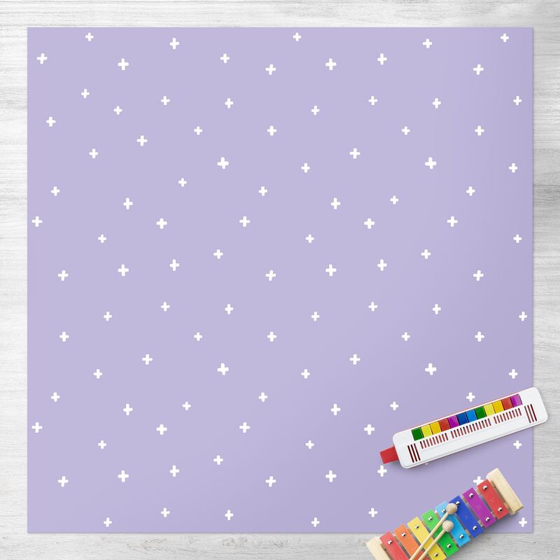 

Bilderwelten - Alfombras vinílicas - Drawn White Crosses On Lilac - Cuadrado 1:1 Dimensión LxA: 120cm x 120cm