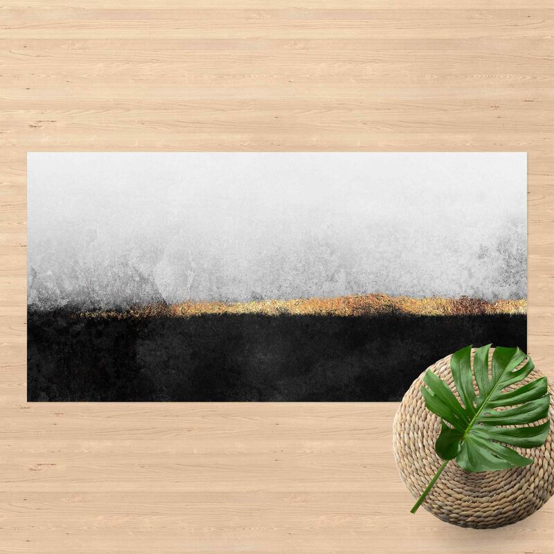 

Bilderwelten - Alfombras vinílicas - Elisabeth Fredriksson - Abstract Golden Horizon Black And White - Apaisado 1:2 Dimensión LxA: 80cm x 160cm