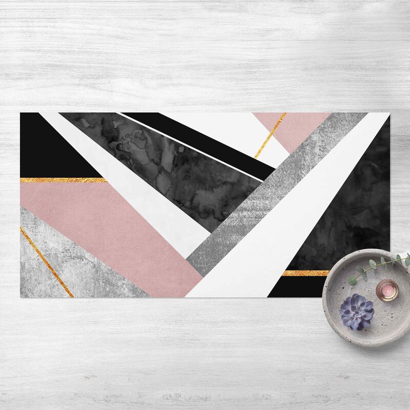 

Bilderwelten - Alfombras vinílicas - Elisabeth Fredriksson - Black And White Geometry With Gold - Apaisado 1:2 Dimensión LxA: 80cm x 160cm