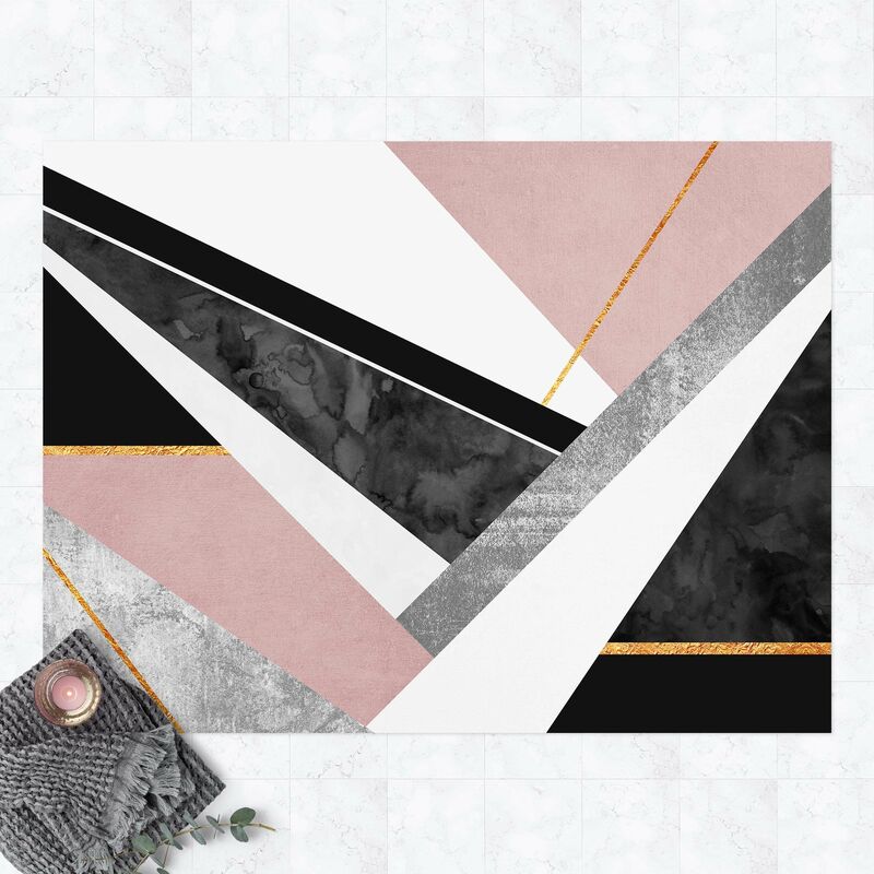 

Alfombras vinílicas - Elisabeth Fredriksson - Black And White Geometry With Gold - Apaisado 3:4 Dimensión LxA: 135cm x 180cm
