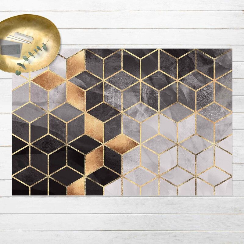 

Alfombras vinílicas - Elisabeth Fredriksson - Black And White Golden Geometry - Apaisado 2:3 Dimensión LxA: 80cm x 120cm